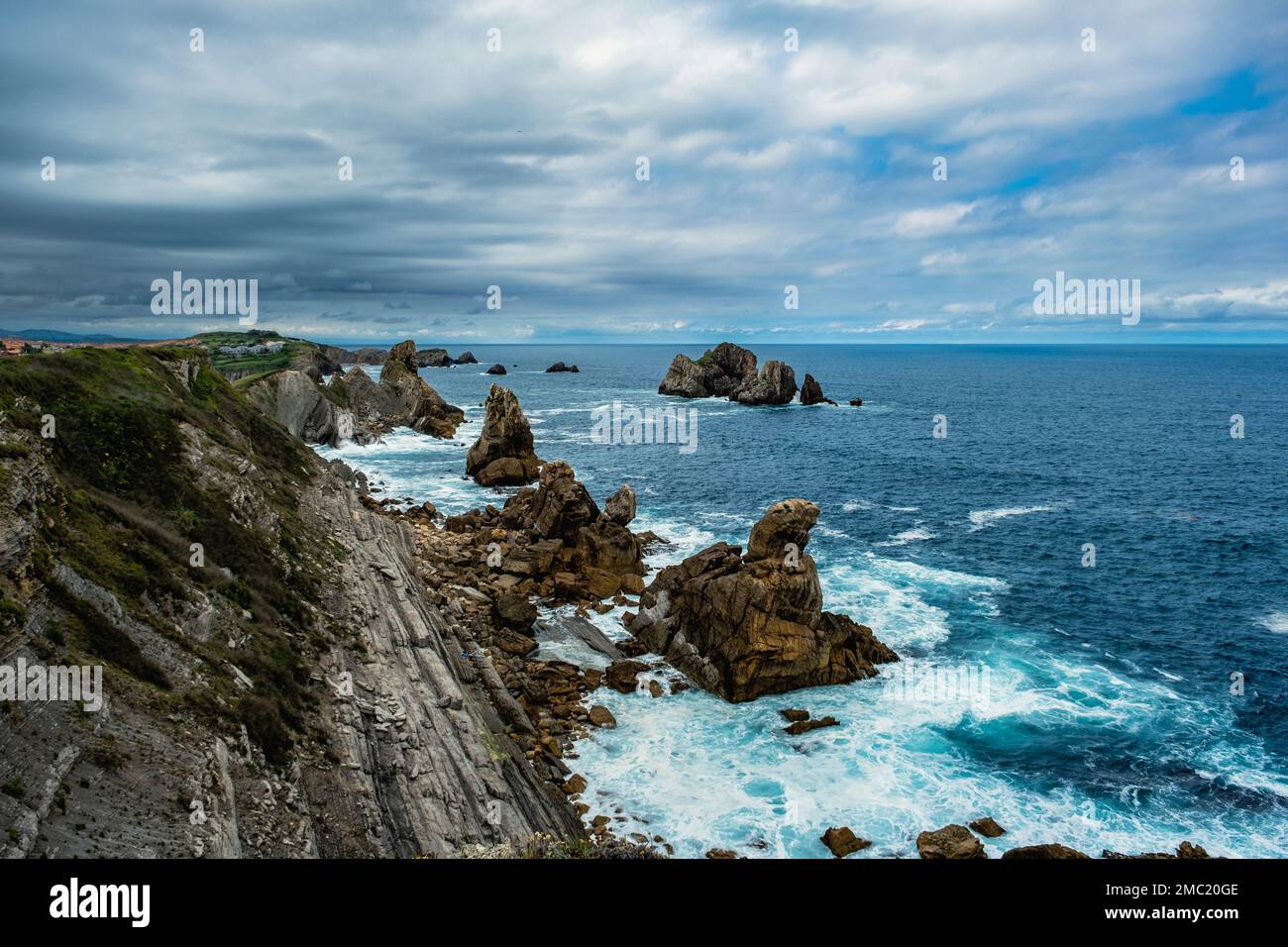 Rocky coastline in Liencres, Costa Quebrada , Spain Stock Photo