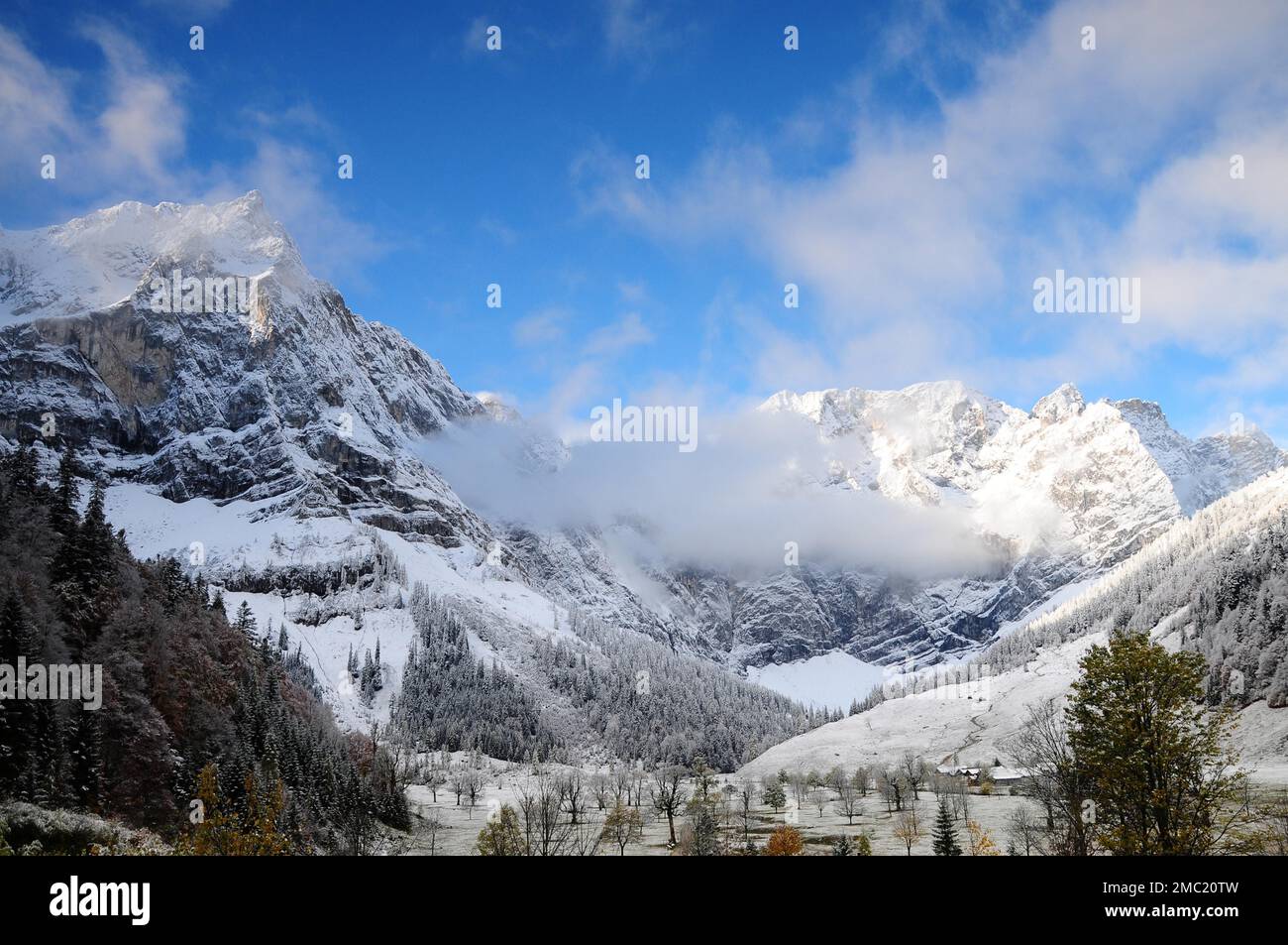 View of Alpe Eng, Ahornboden, Karwendel Mountains, Austria Stock Photo