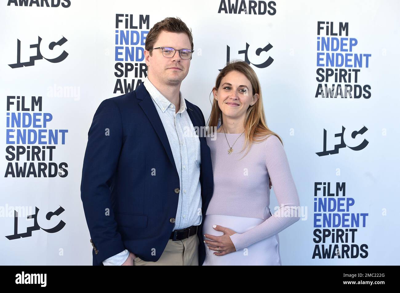 Noah Lang, left, and Tai Vardi Lang arrive at the 37th Film Independent Spirit Awards on Sunday, March 6, 2022, in Santa Monica, Calif. (Photo by Jordan Strauss/Invision/AP) Stock Photo