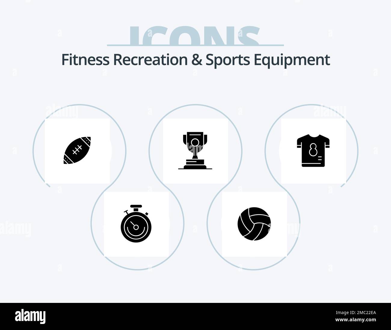 Fitness Recreation And Sports Equipment Glyph Icon Pack 5 Icon Design