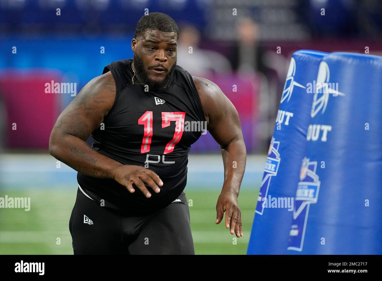 Kentucky defensive lineman Marquan McCall runs a drill during the NFL  football scouting combine, Saturday, March 5, 2022, in Indianapolis. (AP  Photo/Darron Cummings Stock Photo - Alamy