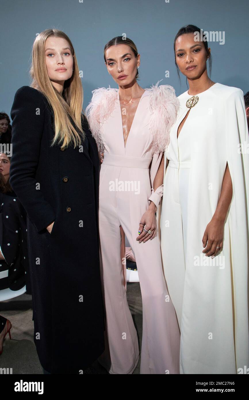 Toni Garrn, Lais Ribeiro and Alina Baikova attend the Elie Saab Ready