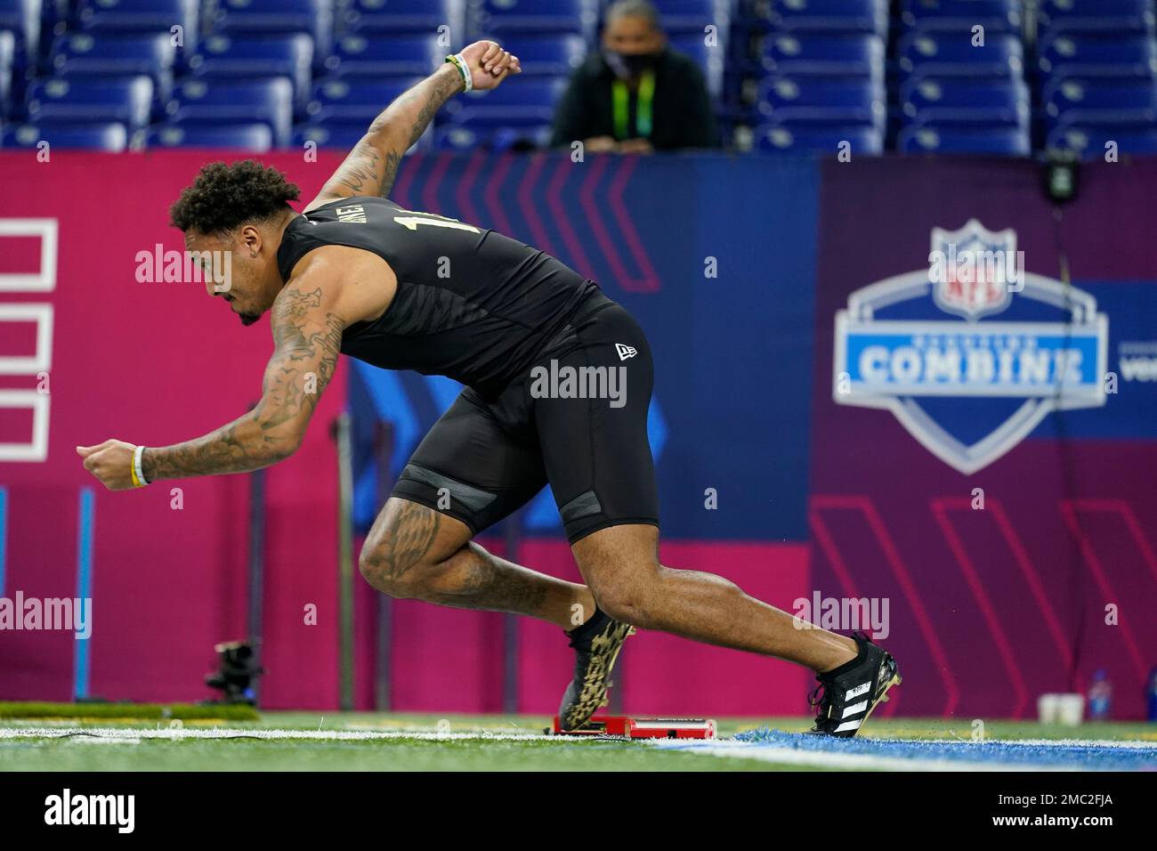 Baylor running back Trestan Ebner runs the 40-yard dash at the NFL