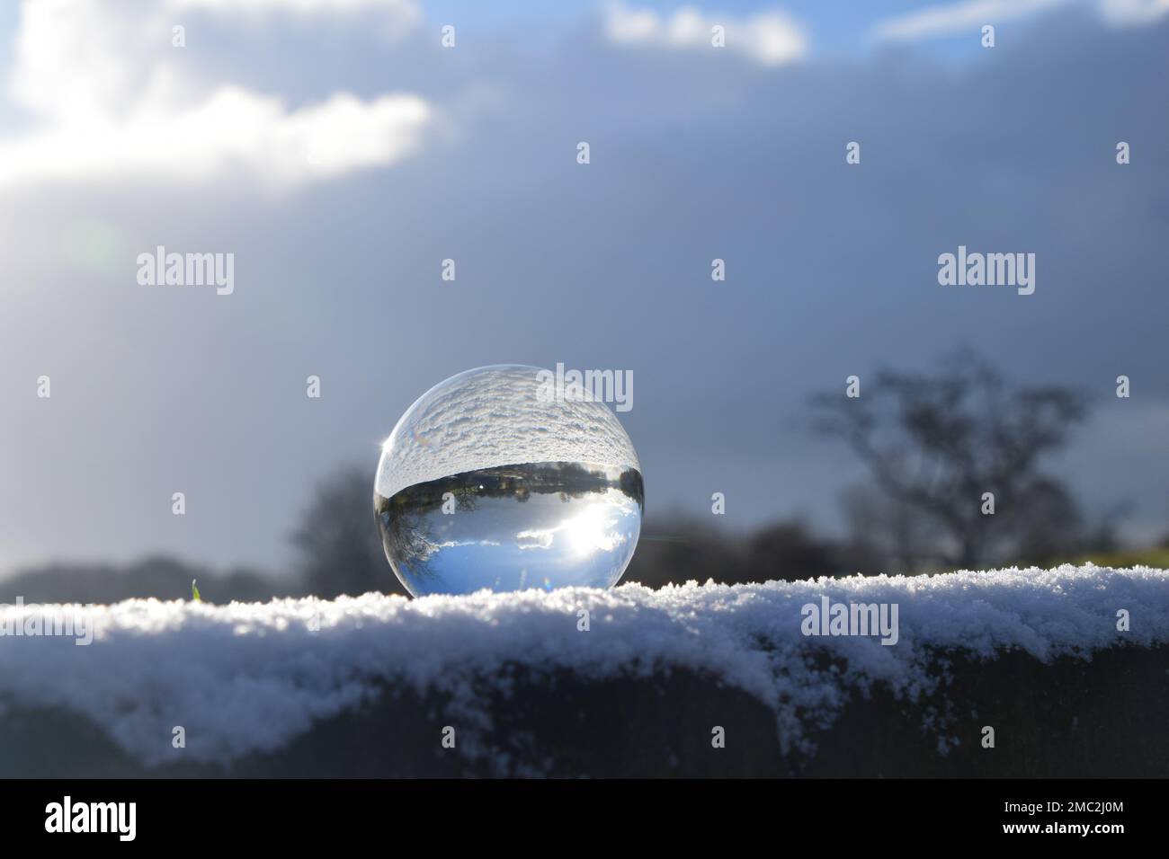 Lens ball winter scenery Stock Photo