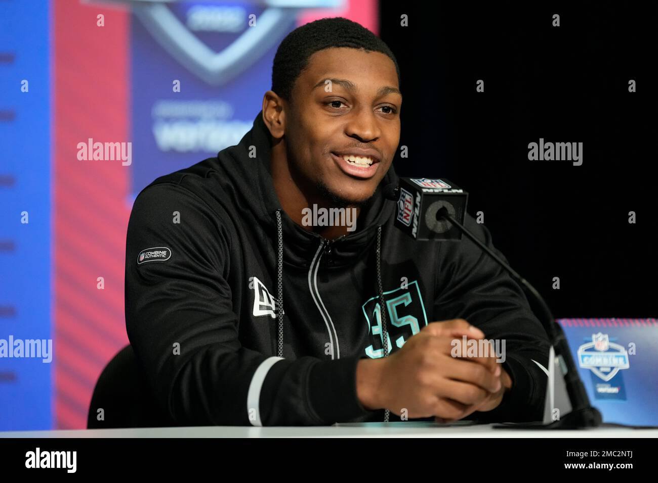 Georgia linebacker Channing Tindall speaks during a press conference at ...