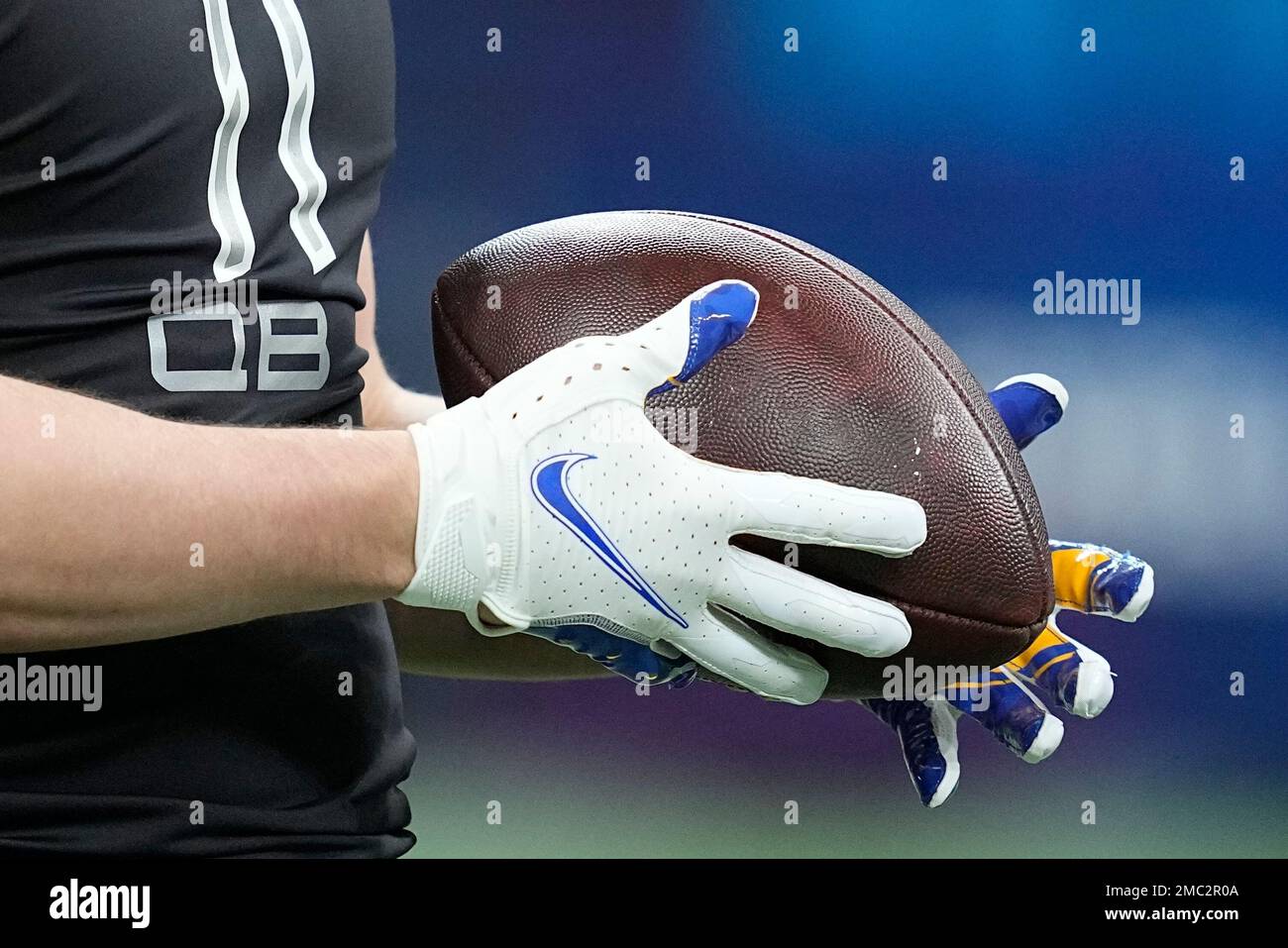 Pittsburgh quarterback Kenny Pickett runs a drill during the NFL football scouting combine