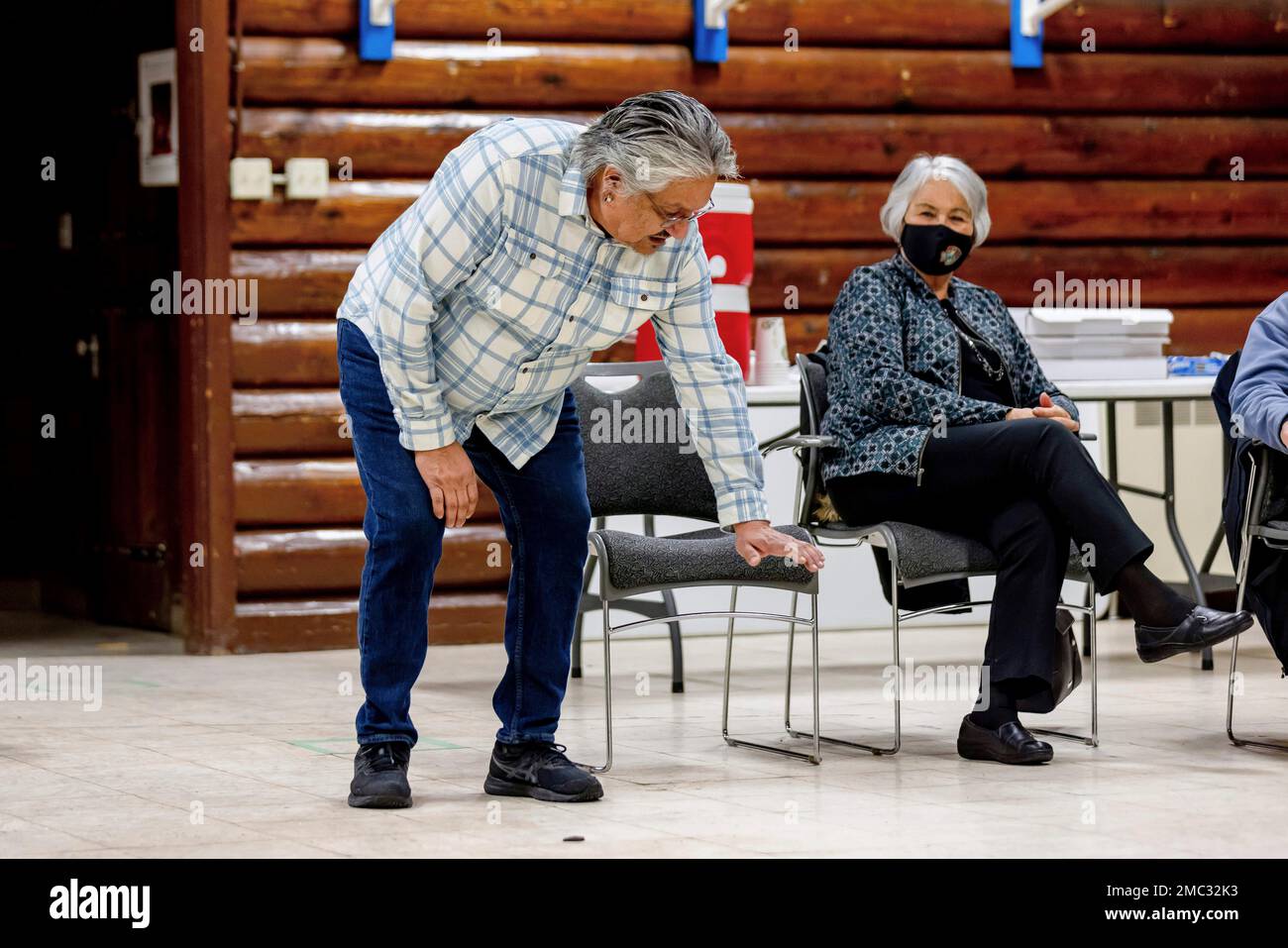 Lac La Croix First Nation speaker Gordon Jourdain engages in an annual