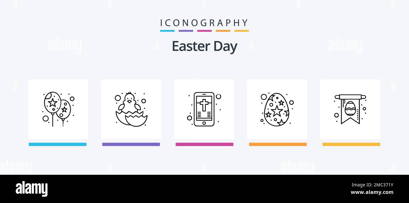 Easter Line 5 Icon Pack Including love. gift. holidays. tomb. cemetery. Creative Icons Design Stock Vector