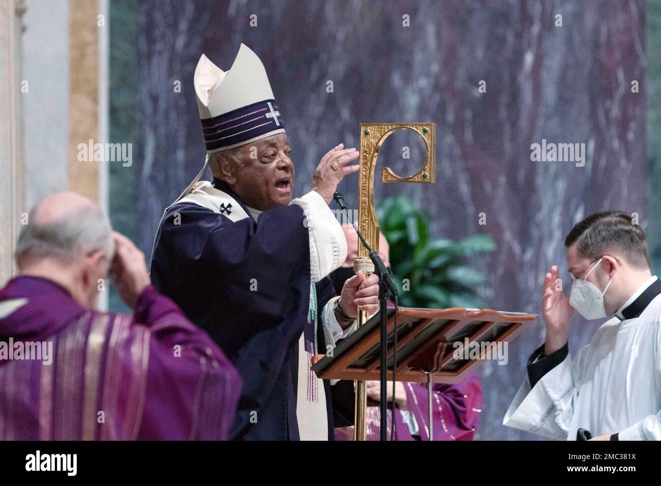Cardinal Wilton Gregory, Archbishop of Washington bless the ashes duringthe  Ash Wednesday mass which marks the beginning of Lent at Saint Matthew the  Apostle Cathedral in Washington, Wednesday, March, 2, 2022. (