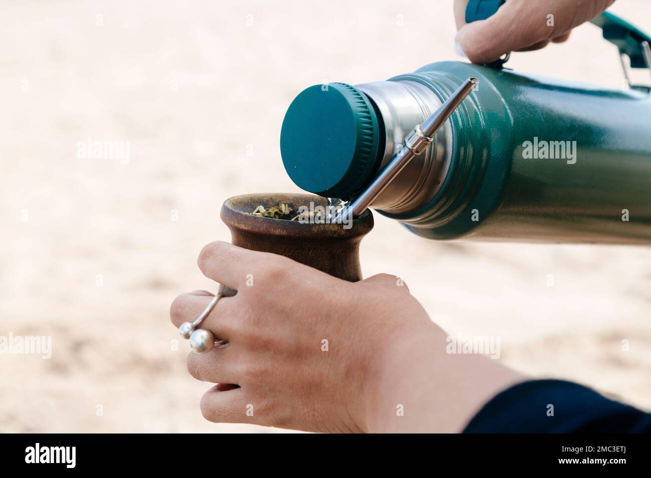 Formentera, Spain: 2021 September 19: Typical Mate Infusion Argentina,  Uruguayan, Paraguayan and Brazilian accompanied by Termo Stanley on the  Beach i Stock Photo - Alamy