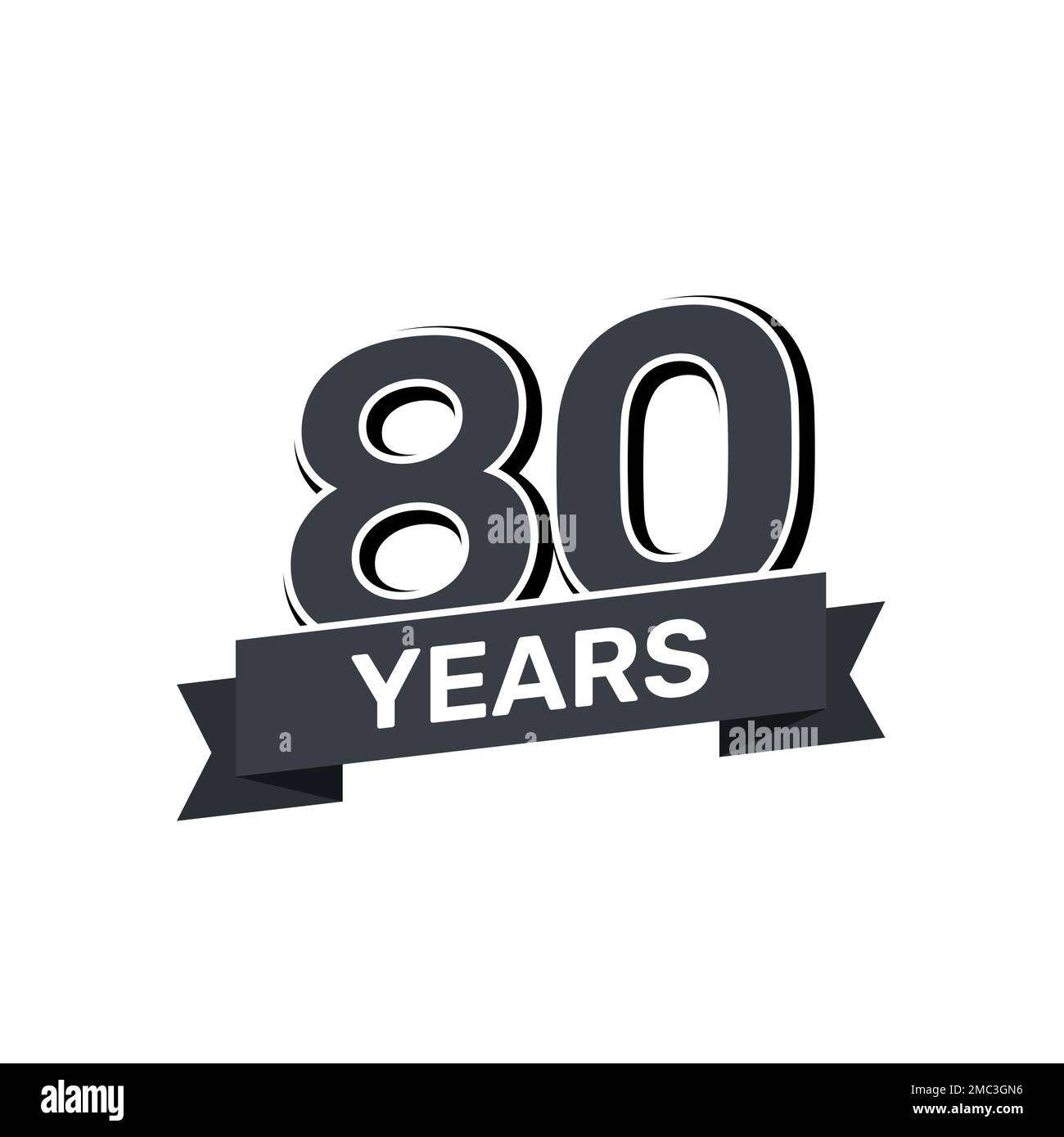 80th anniversary retro stamp icon badge invitation. Anniversary 80 sealbackground happy label logo. Stock Vector