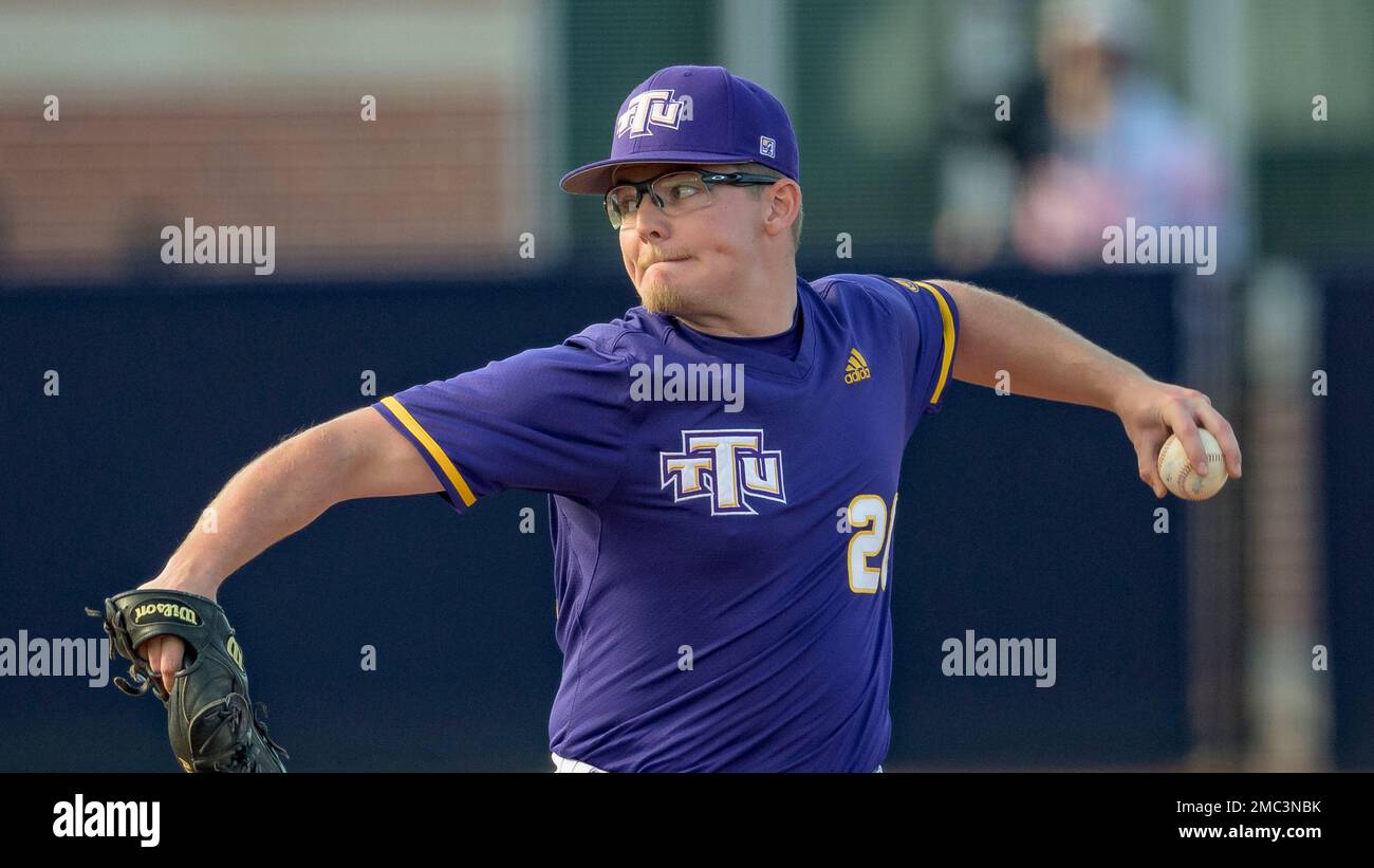 Tennessee Tech pitcher Daniel Holley (20) throws during an NCAA ...