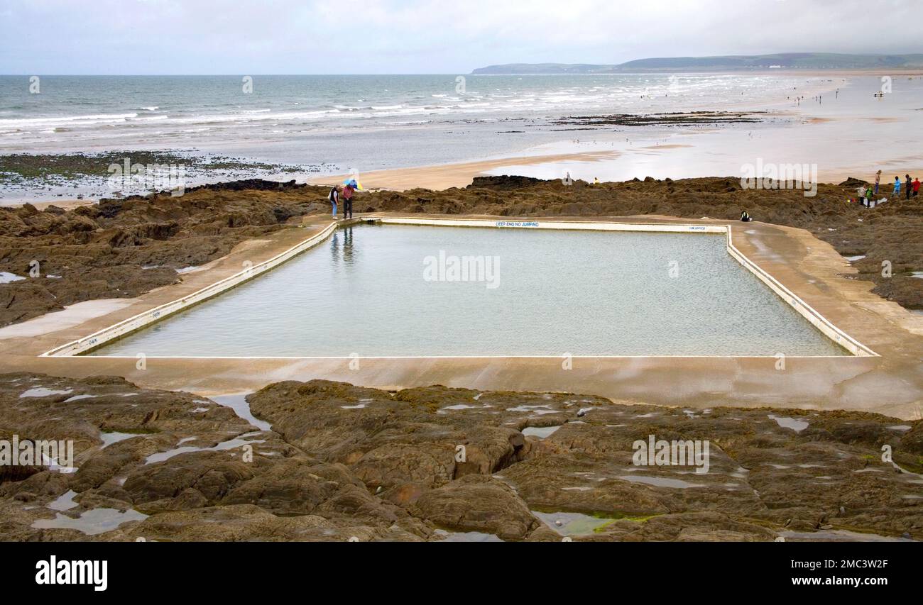 old seawater swimming pool at westward ho on the north devon coast ...