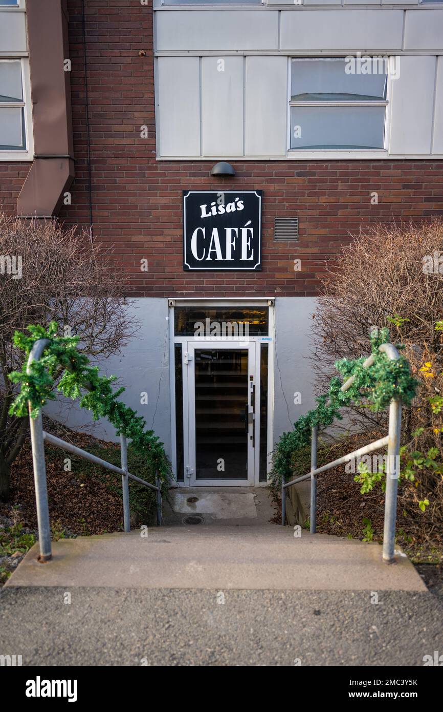 Gothenburg, Sweden november 17 2022 Entrance stairs of Lisas cafe