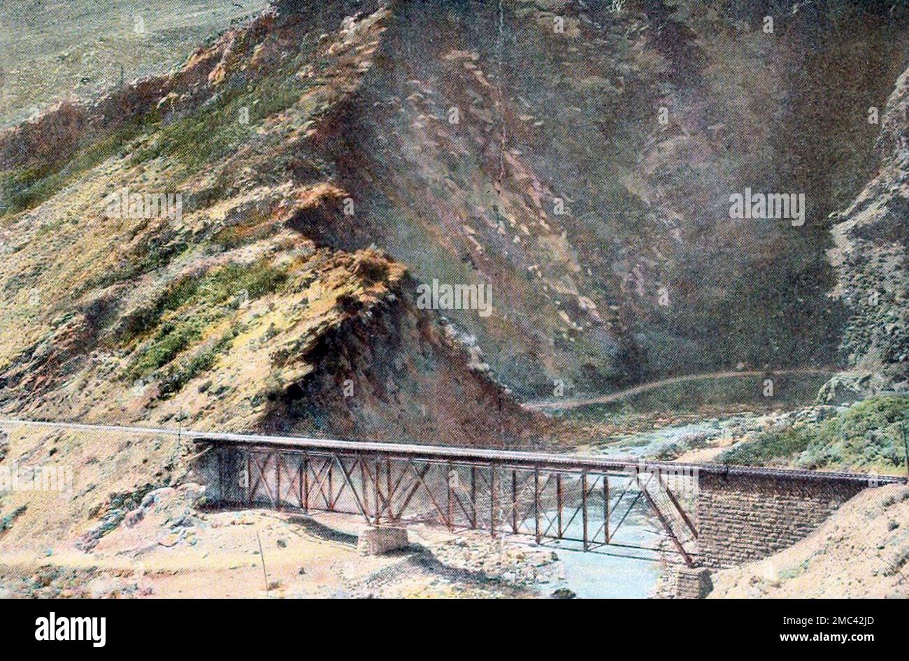 Devil's Gate, in Weber Canyon, Utah, on Union Pacific Railroad, circa 1900 Stock Photo