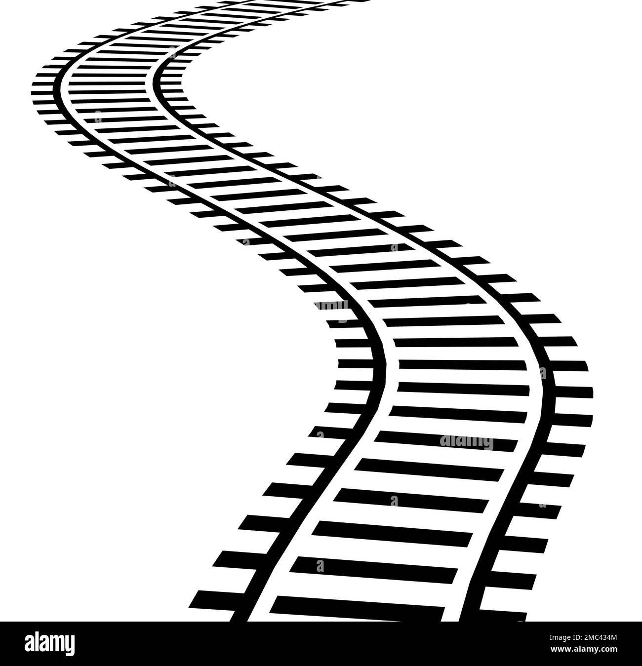 Railway train track vector route. Rail pattern curve railroad path icon ...