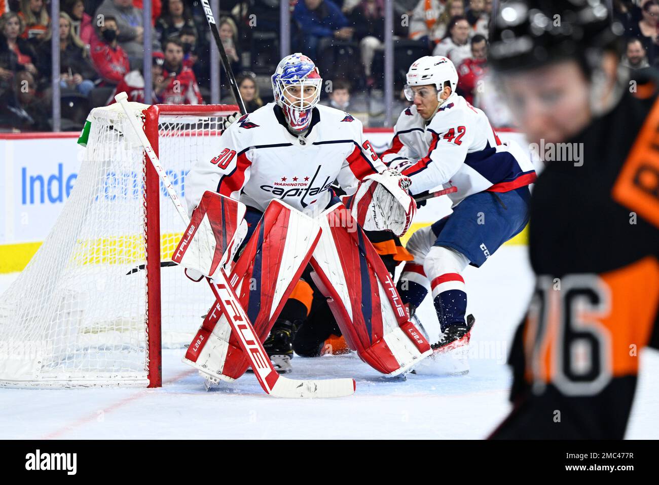 Washington Capitals goaltender Ilya Samsonov in action during an NHL