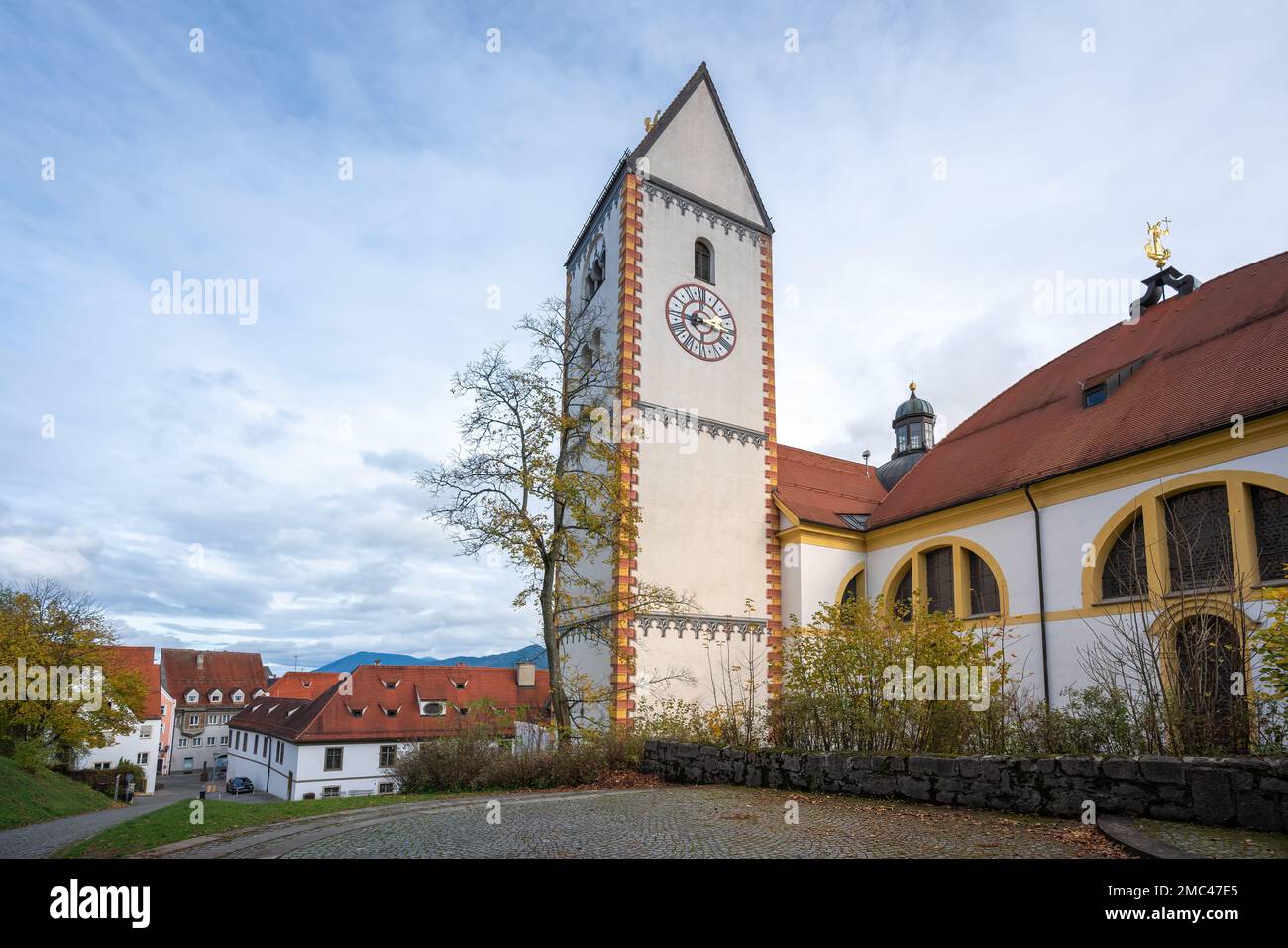 St. Mang Basilica Tower - Fussen, Bavaria, Germany Stock Photo
