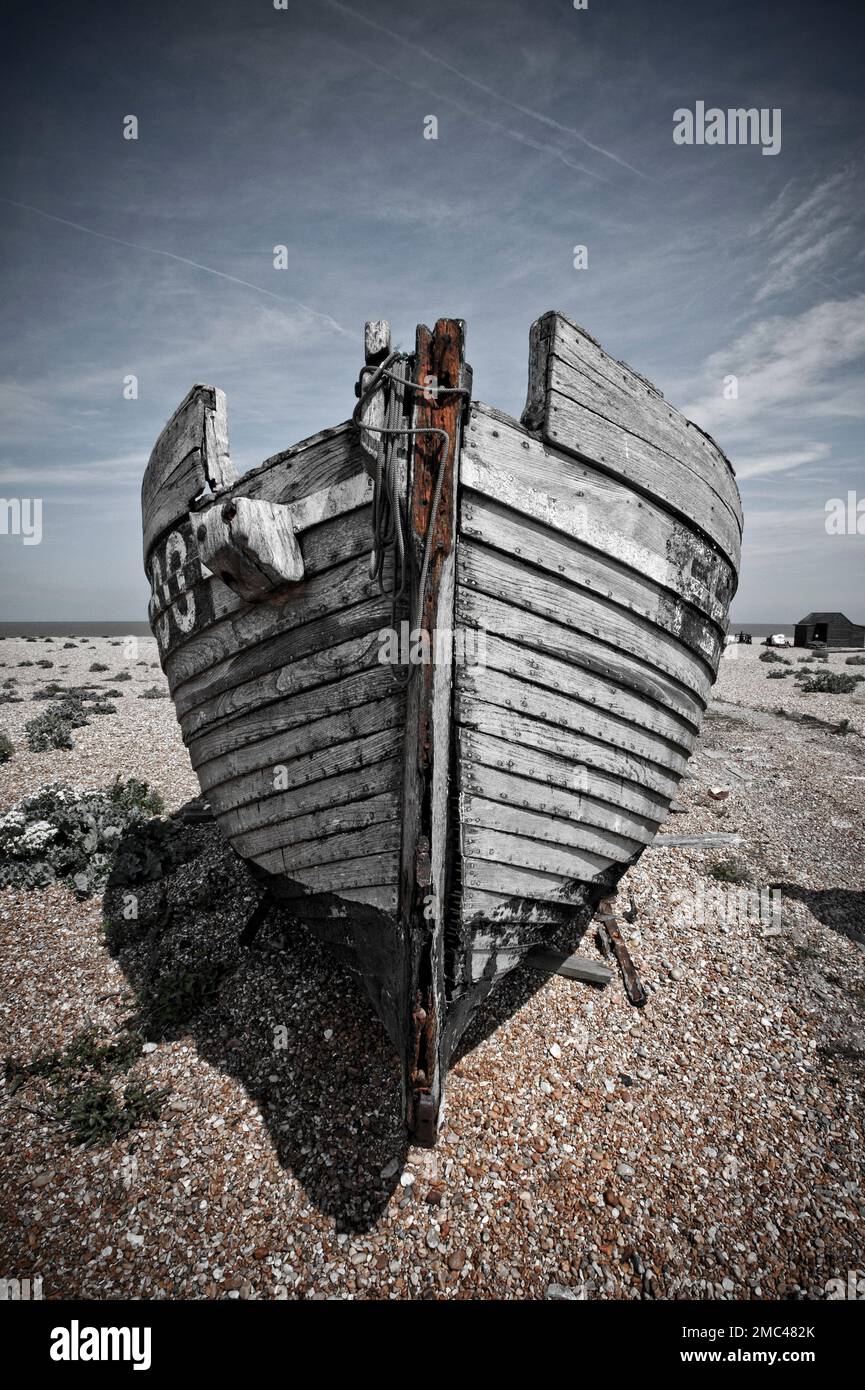 Derelict Fishing Boat - Dungeness, England, UK Stock Photo - Alamy