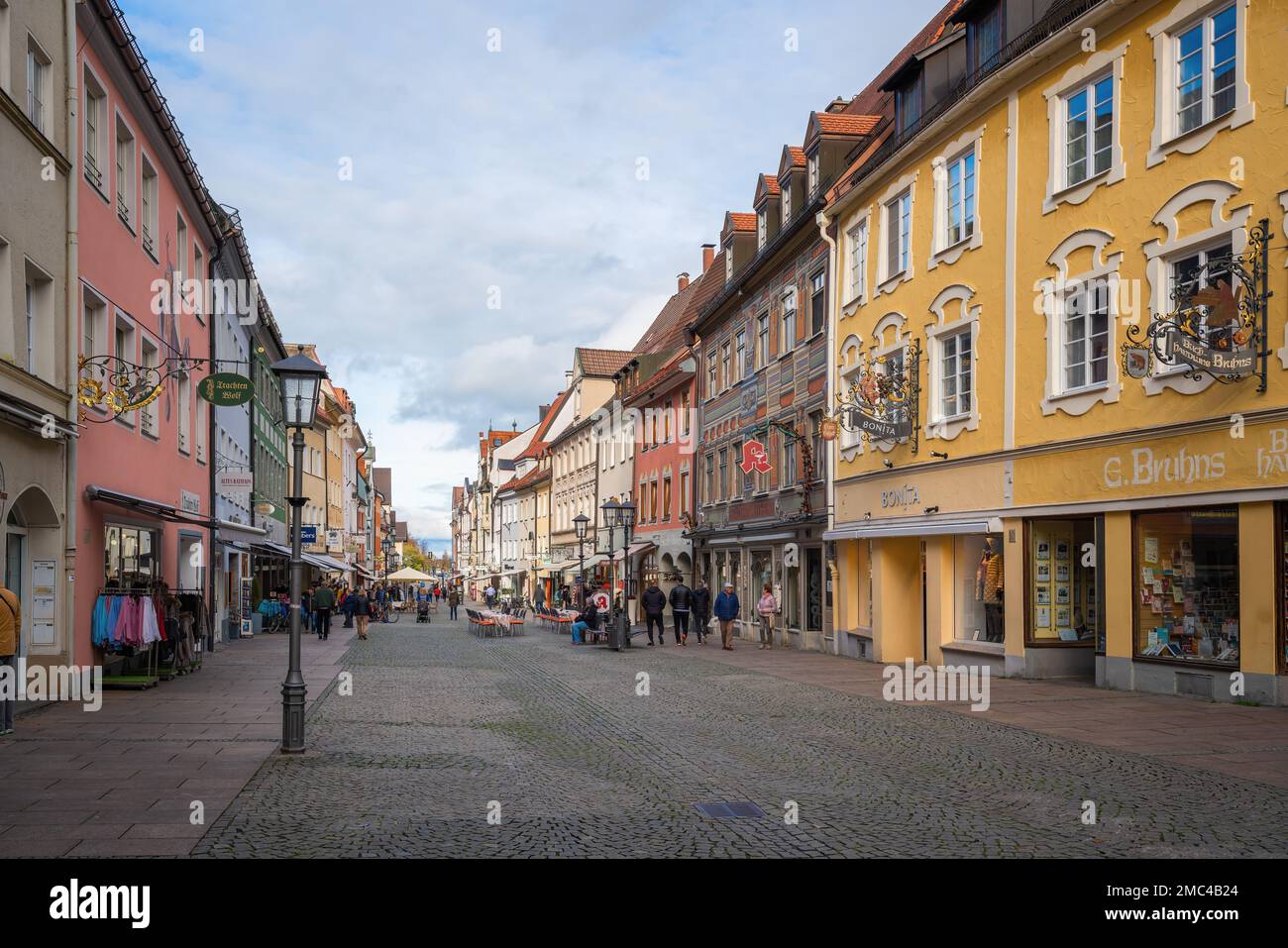 Reichenstrasse street at Fussen Old Town (Altstadt) - Fussen, Bavaria, Germany Stock Photo