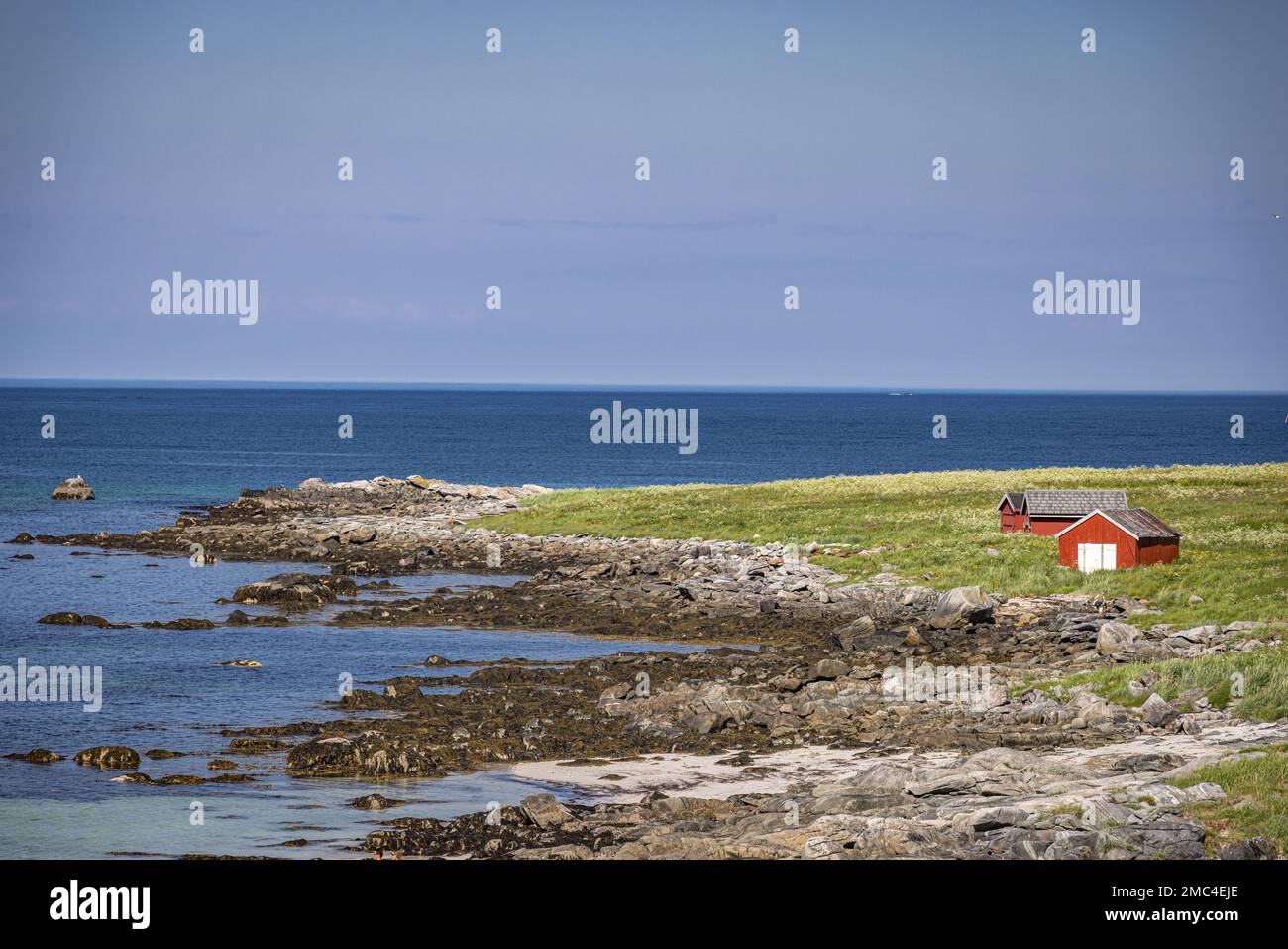 Red Huts At Ramberg Beach, Flakstadøya, Lofoten Islands, Nordland ...