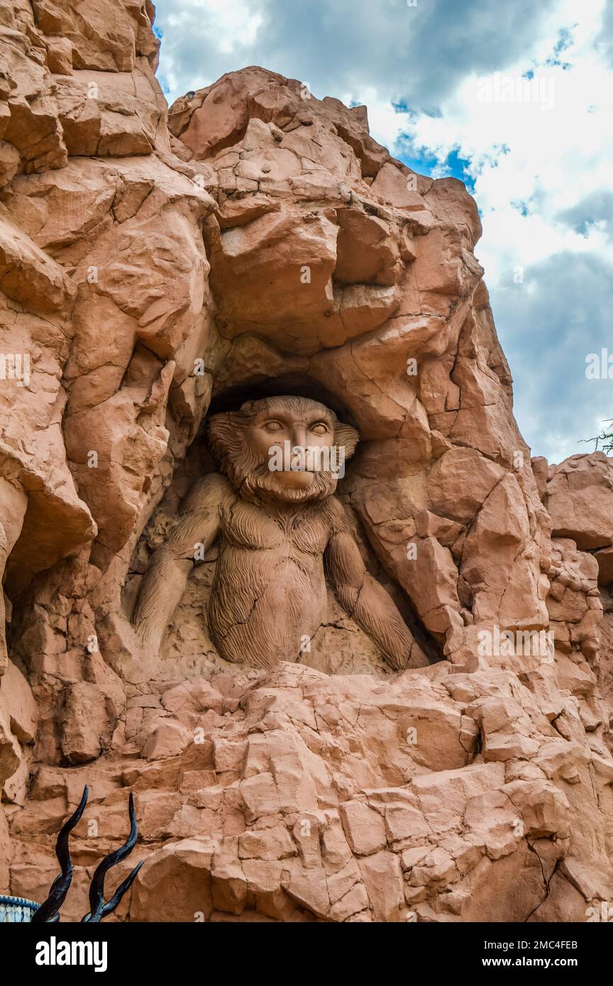 Entrance of The Palace / Lost City /Sun City with stone statues under ...
