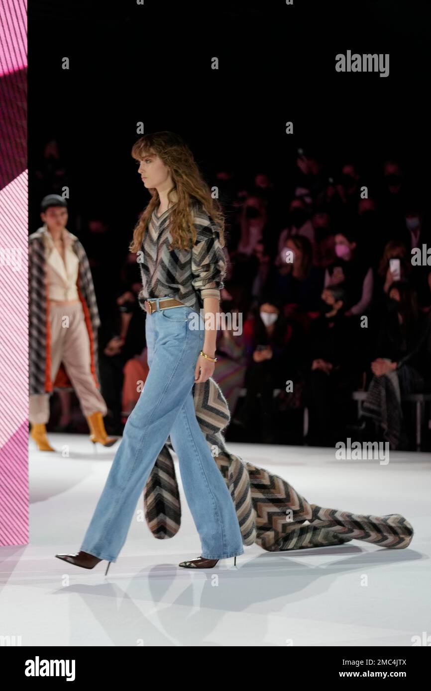 A model wears a creation as part of the Missoni Fall/Winter 20222023