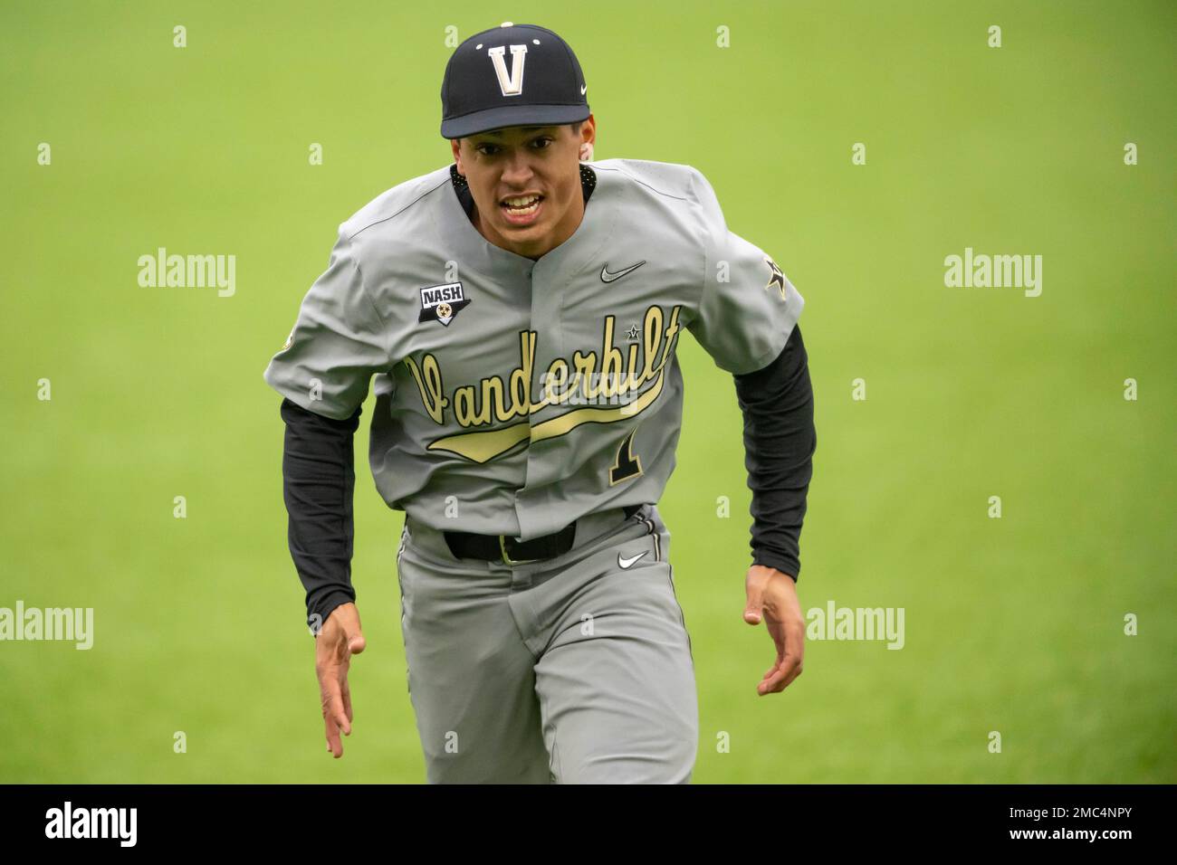 Vanderbilt player Matthew Polk competes during an NCAA baseball