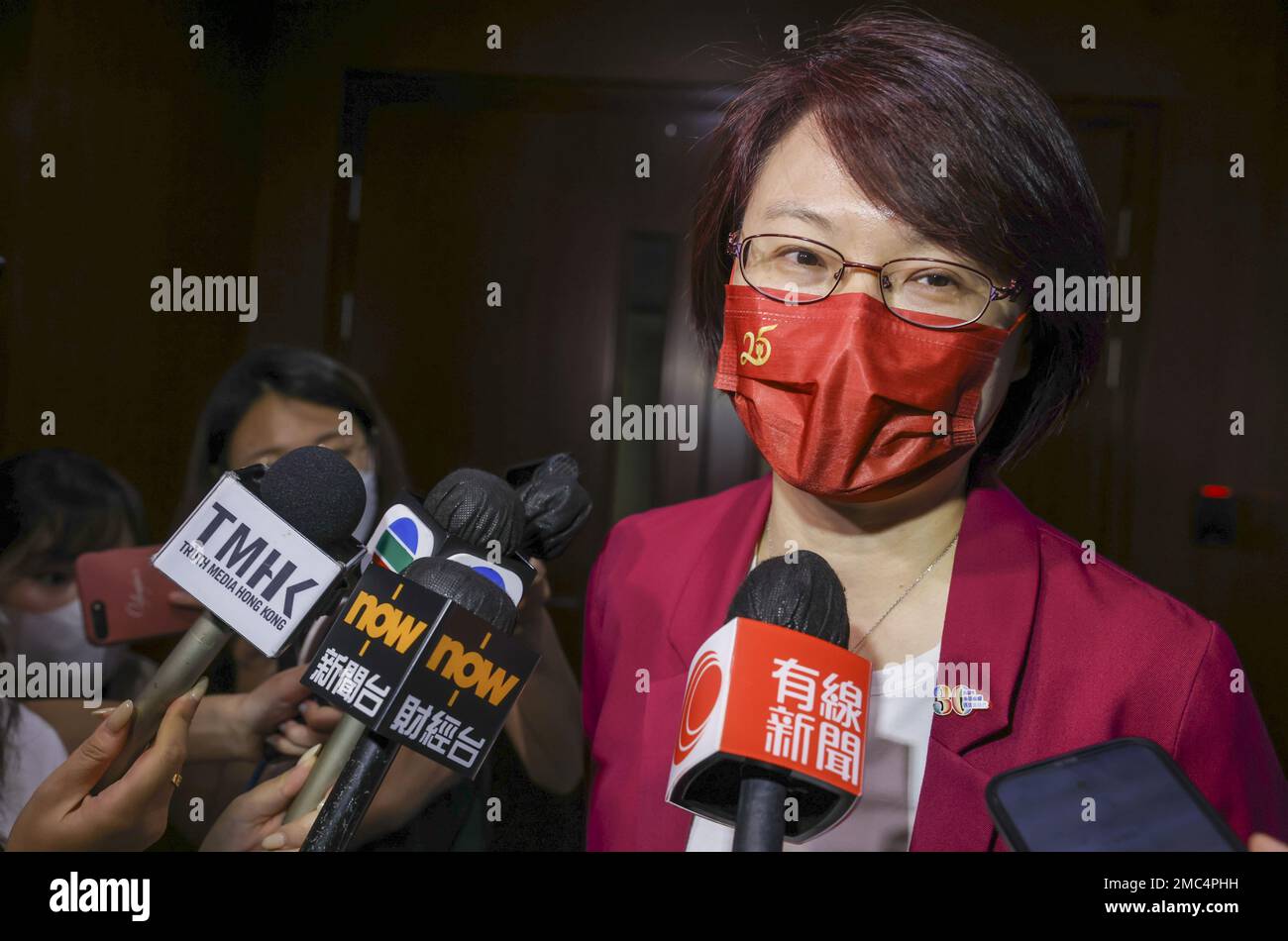 Starry Lee Wai-king, chairperson of the Democratic Alliance for the  Betterment and Progress of Hong Kong, meets the media at Legco.22JUN22 SCMP  / Dickson Lee Stock Photo - Alamy