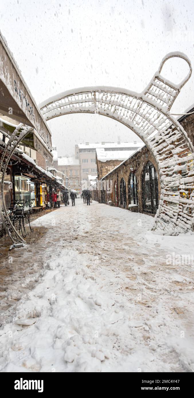 Bascarisja under the first snow of the year Stock Photo