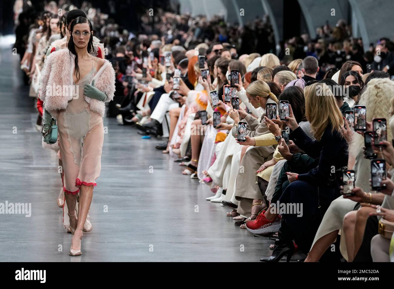 Bella Hadid wears a creation for the Givenchy ready-to-wear Spring/Summer  2023 fashion collection presented Sunday, Oct. 2, 2022 in Paris. (Photo by  Vianney Le Caer/Invision/AP Stock Photo - Alamy
