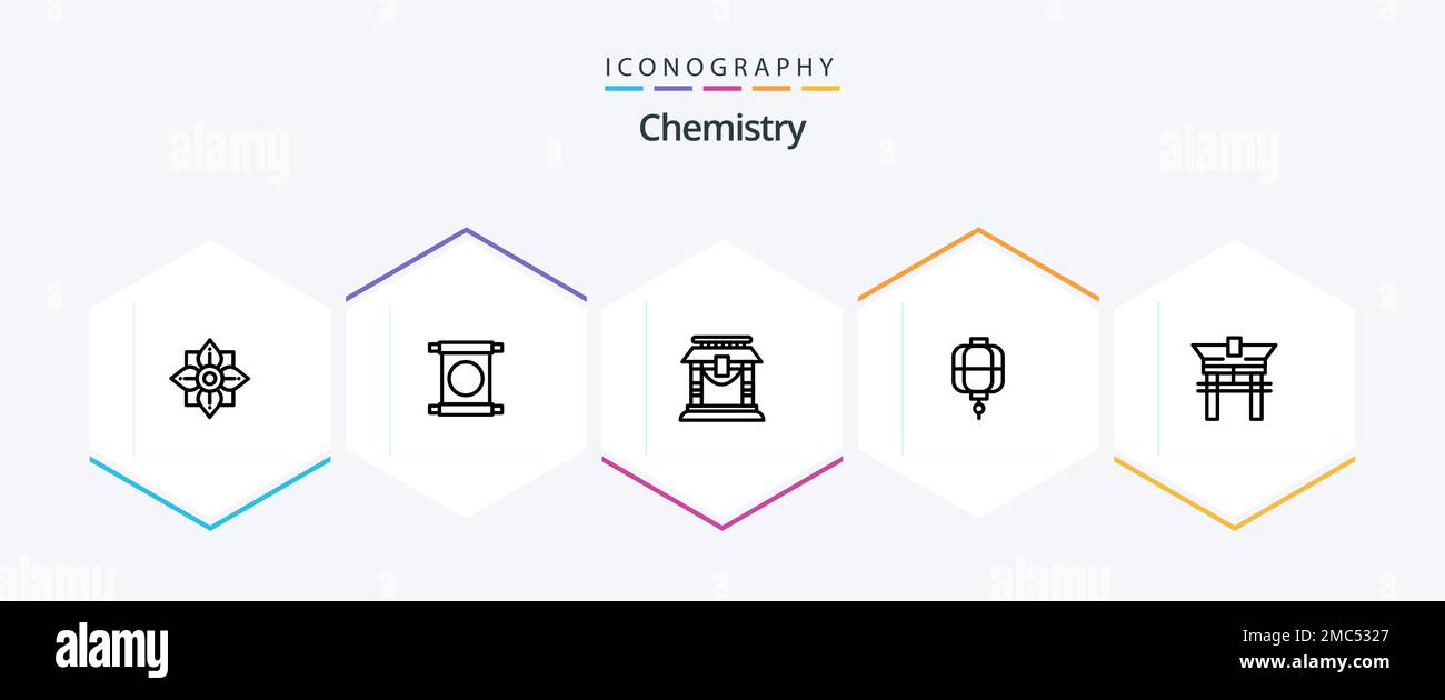 Chemistry 25 Line icon pack including newyear. new. newyear. chinese. chinese Stock Vector