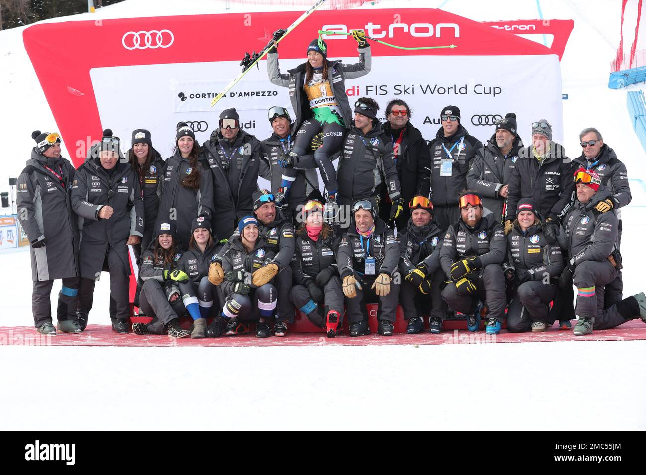 SKIING - FIS SKI WORLD CUP, Women, Cortina d'Ampezzo, Downhill Le Tofane Slope Saturday 21 th January Italian Team Stock Photo