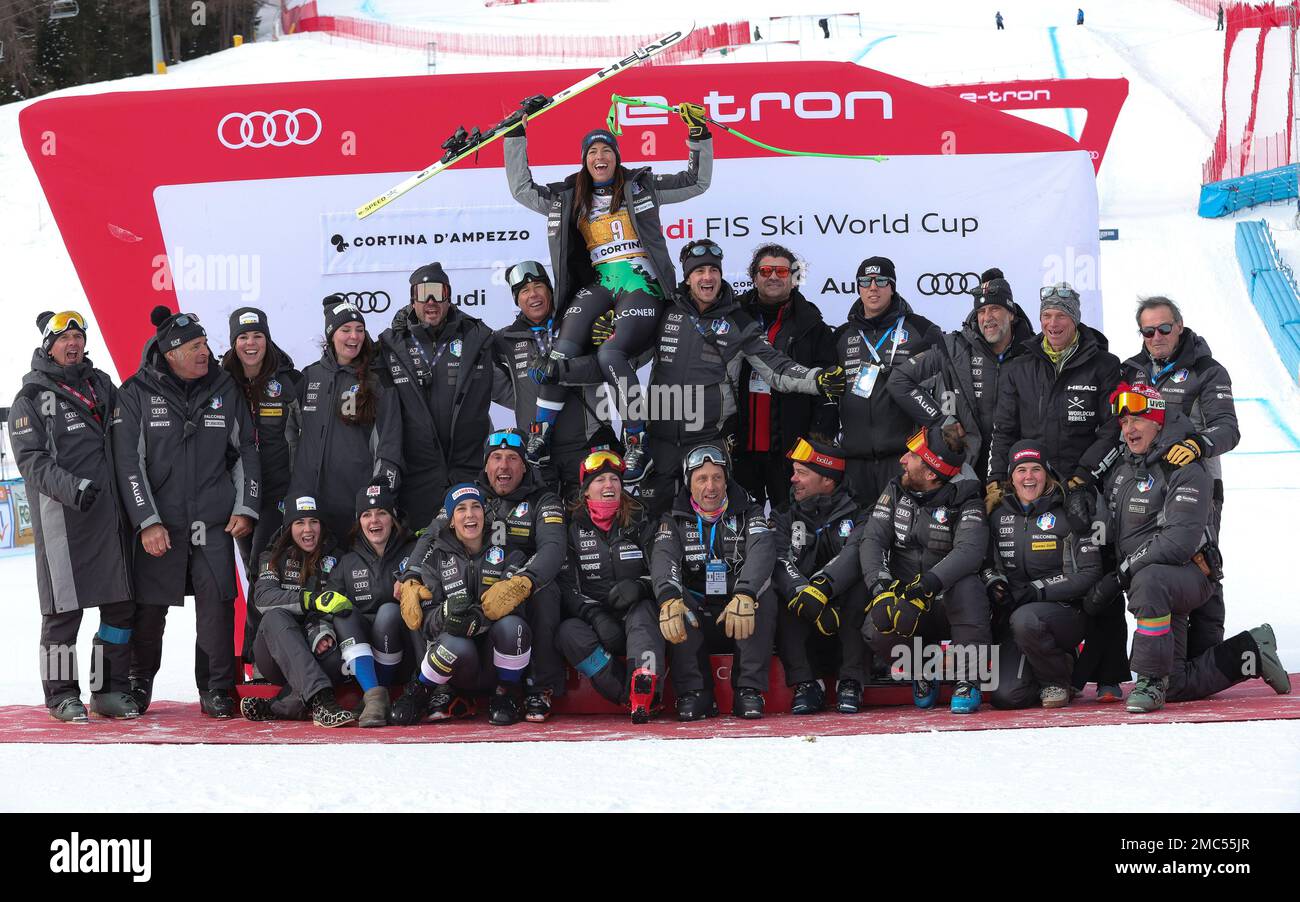 SKIING - FIS SKI WORLD CUP, Women, Cortina d'Ampezzo, Downhill Le Tofane Slope Saturday 21 th January Italian Team Stock Photo