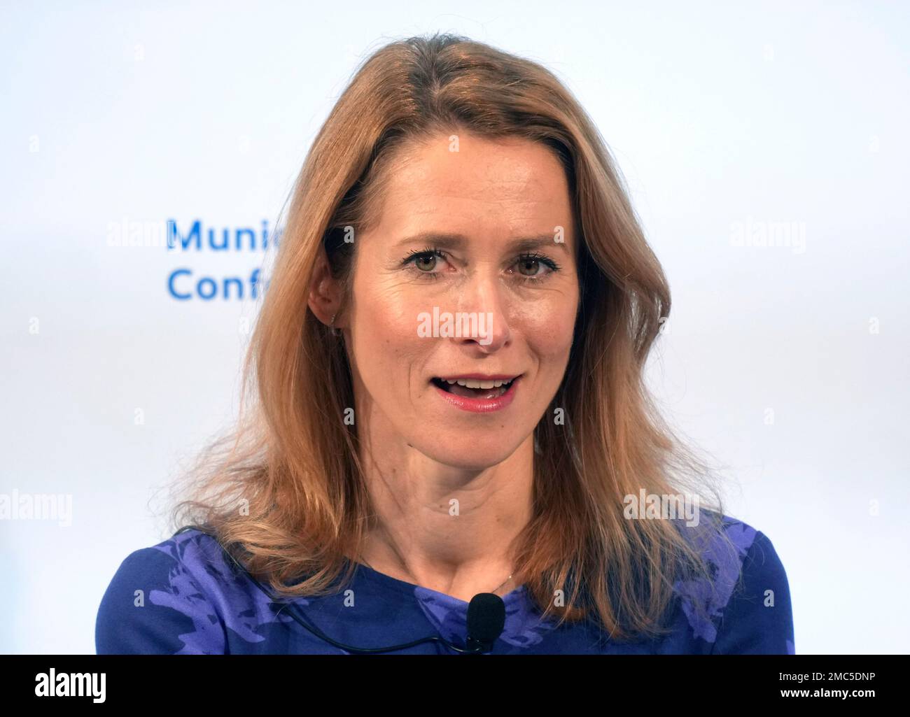 Estonia's Prime Minister Kaja Kallas speaks at the Munich Security