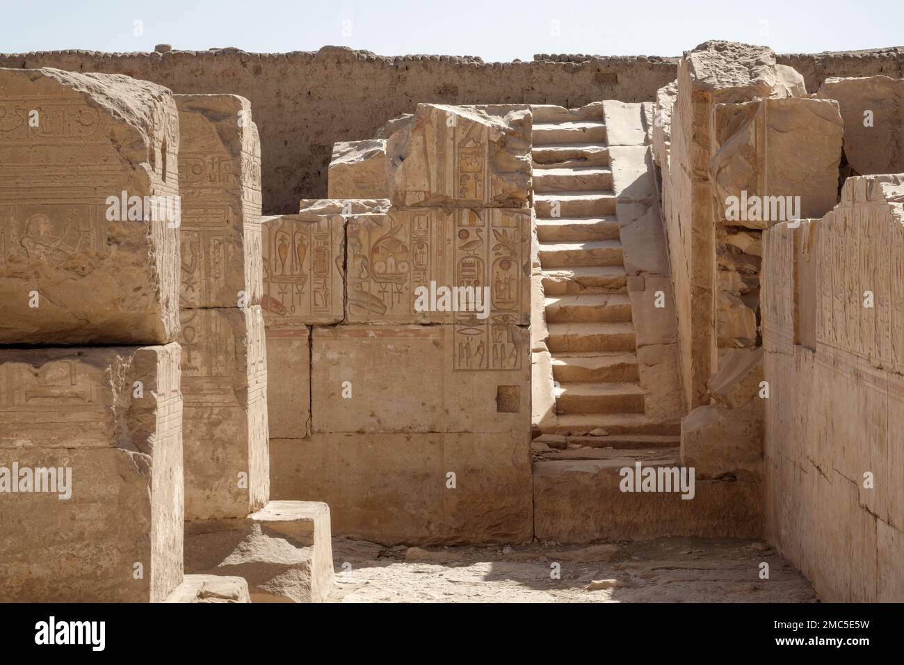 The Temple of Ramesses II close to the Temple of Seti I at Abydos, Egypt Stock Photo