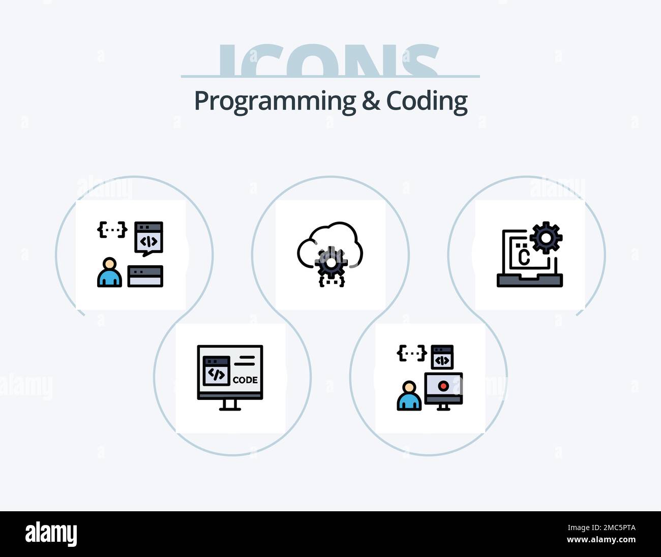 Programming And Coding Line Filled Icon Pack 5 Icon Design. . . develop ...