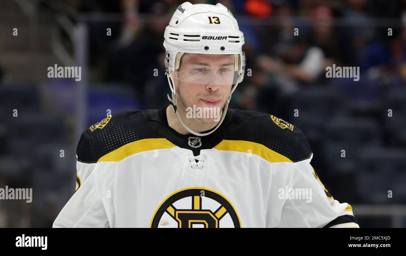 Boston Bruins' Charlie Coyle looks on during an NHL hockey game