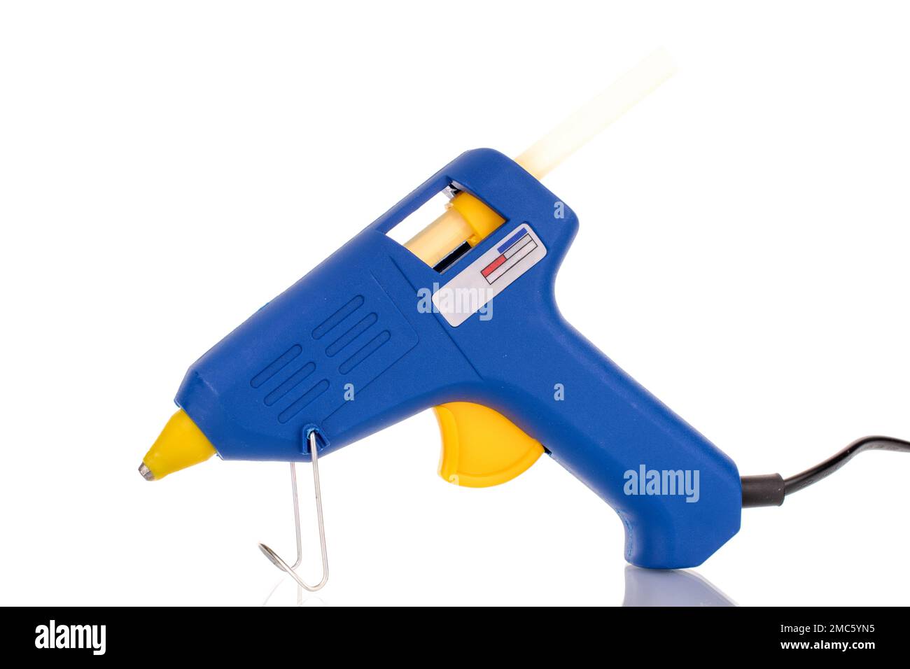One electric glue gun, macro, isolated on white background Stock Photo