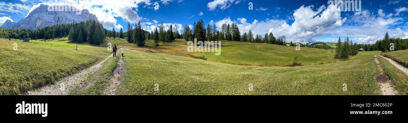 Hiking the nature park fanes prags in the dolomite alps hi-res stock ...