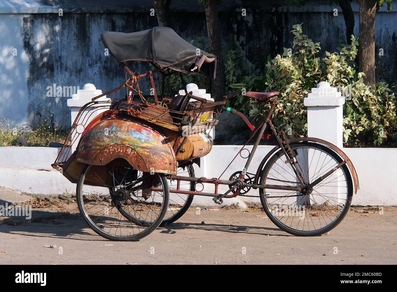 Becak traditional transportation bike, Cycle rickshaw, Yogyakarta, Java ...