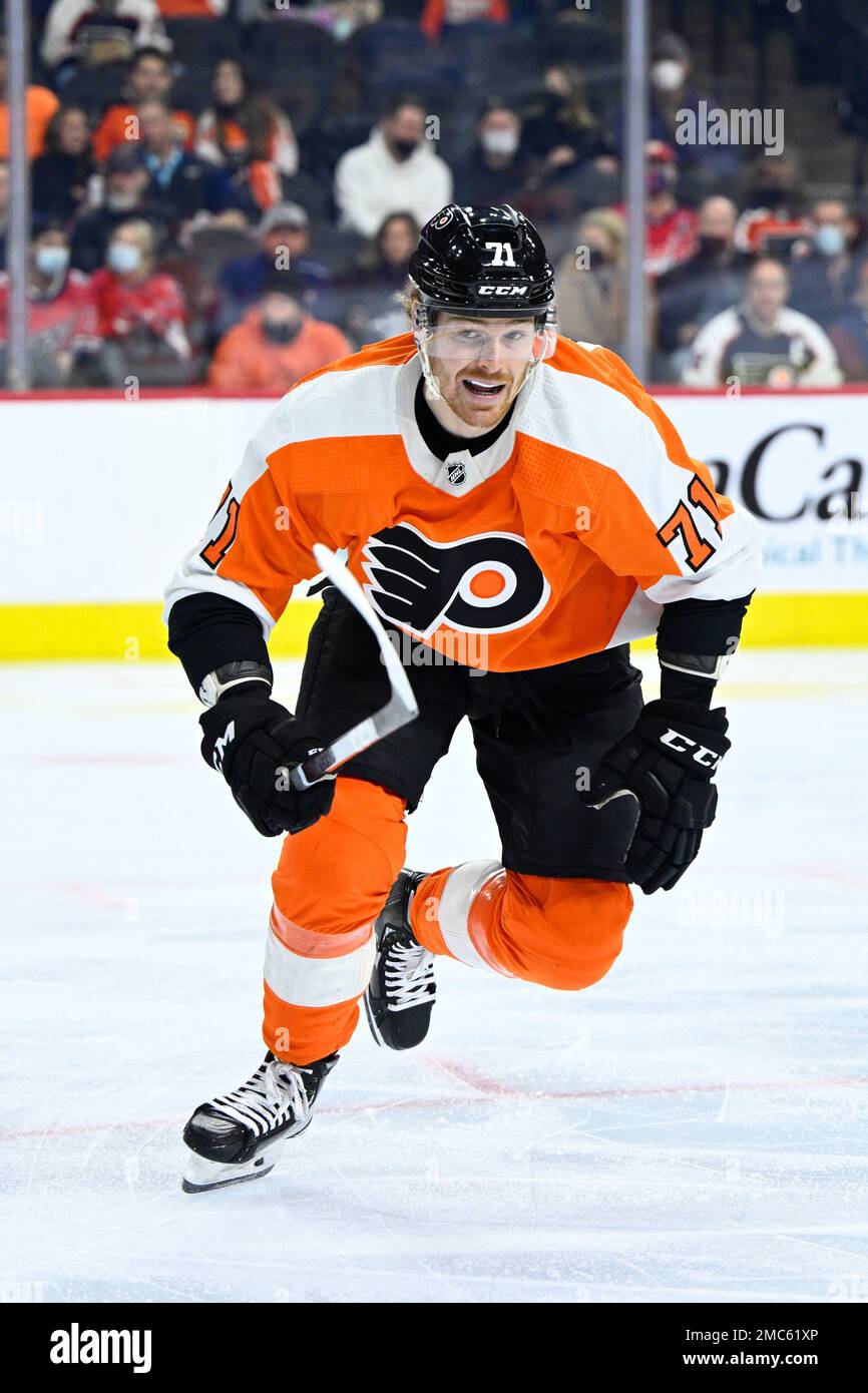 Philadelphia Flyers' Max Willman in action during an NHL hockey game