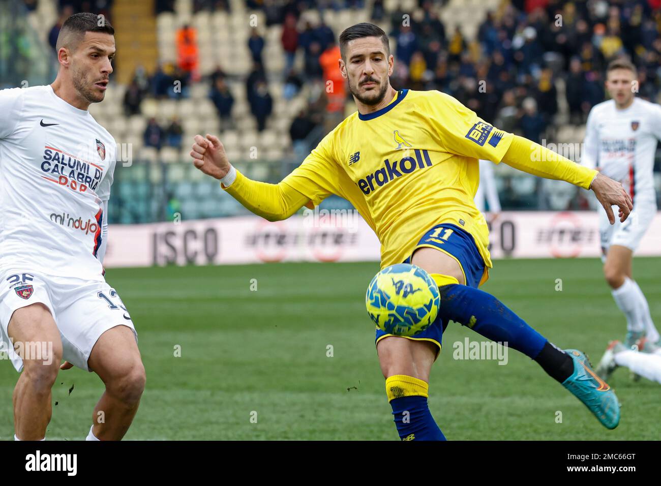 Modena, Italy. 21st Jan, 2023. Romeo Giovannini (Modena) celebrates after  scoring the gol of 2-0 during Modena FC vs Cosenza Calcio, Italian soccer  Serie B match in Modena, Italy, January 21 2023