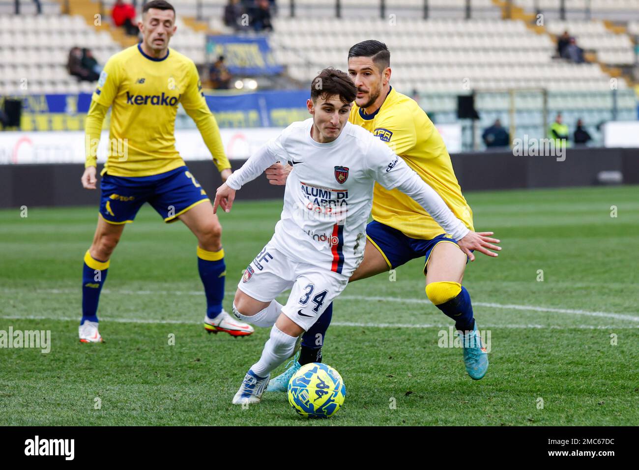 Modena, Italy. 21st Jan, 2023. Fabio Gerli (Modena) celebrates after  scoring the gol of 1-0 during Modena FC vs Cosenza Calcio, Italian soccer  Serie B match in Modena, Italy, January 21 2023