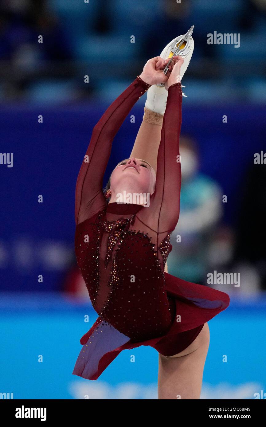 Mariah Bell, of the United States, competes in the women's free skate