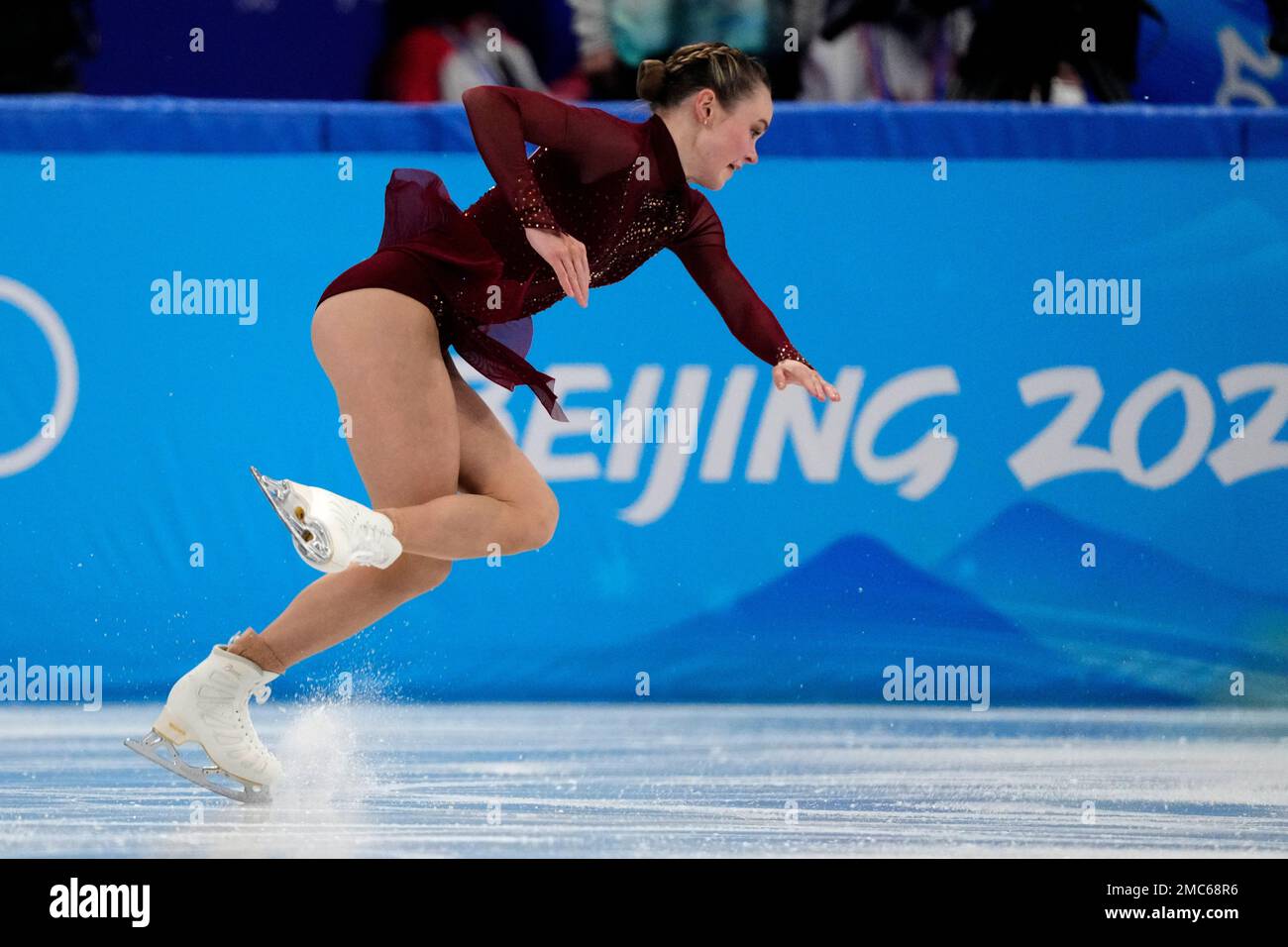 Mariah Bell, of the United States, competes in the women's free skate