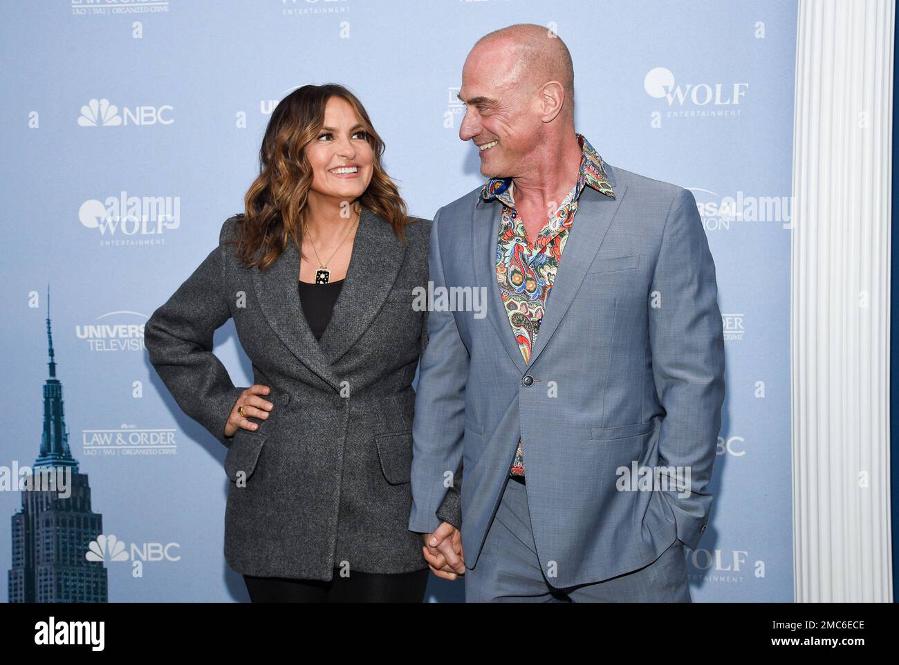 Actors Mariska Hargitay, left, and Christopher Meloni attend the
