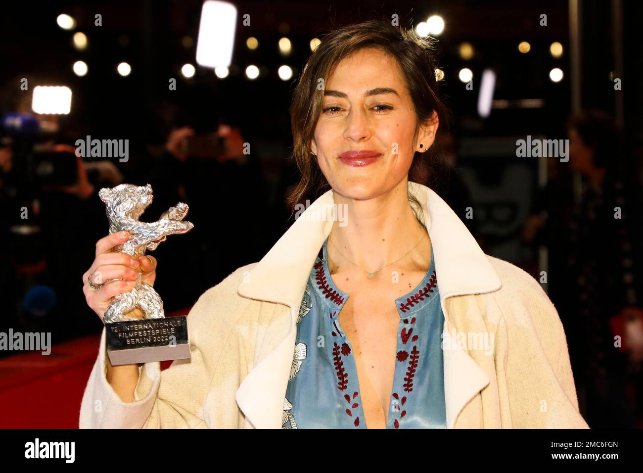 Natalia Lopez Gallardo poses with the Silver Bear for the Jury Prize ...