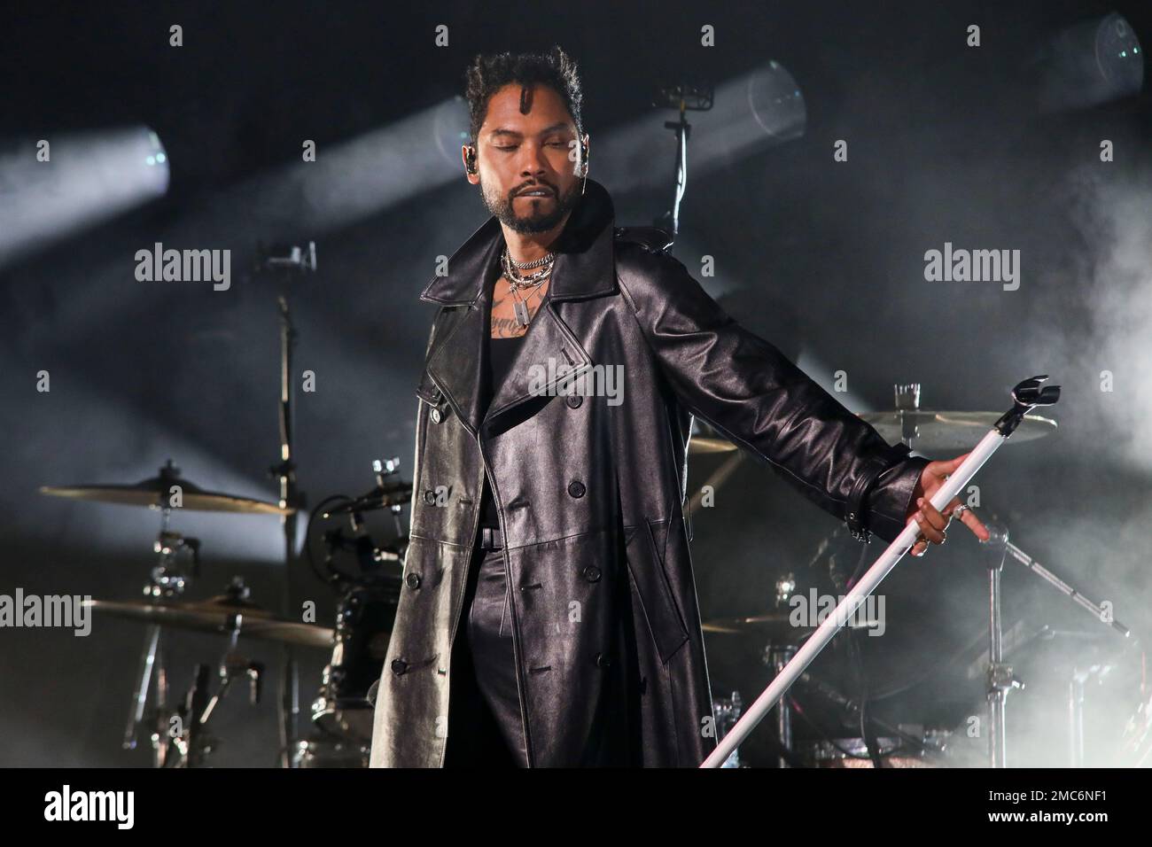 Recording artist Miguel performs at the NYFW Fall/Winter 2022 Michael Kors  fashion show at Terminal 5 on Tuesday, Feb. 15, 2022, in New York. (Photo  by Andy Kropa/Invision/AP Stock Photo - Alamy