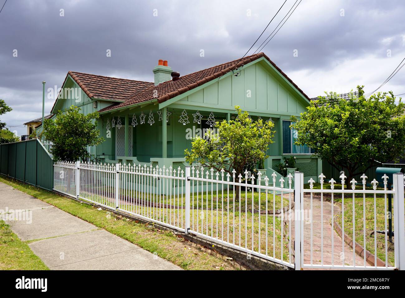 Sydney, NSW Australia 13122019 Christmas decorations in a green